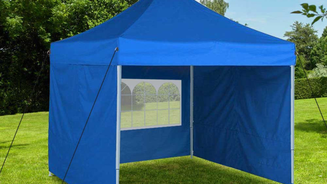 Timeless Tools Összecsukható kerti pavilon több típusban-2,9x2,9 méteres-kék-pavilon+oldalfal+hordtáska