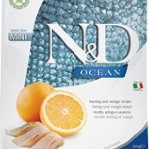 N&amp;D Dog Ocean hering&amp;narancs adult mini 800g