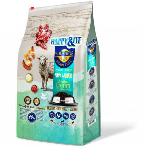 Happy&amp;Fit Superior Hipoallergén GF Puppy&amp;Junior Friss bárány, édesburgonyával 10kg