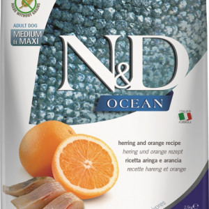 N&amp;D Dog Ocean hering&amp;narancs adult medium&amp;maxi 2,5kg