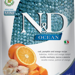 N&amp;D Dog Ocean tőkehal, sütőtök&amp;narancs adult mini 2,5kg