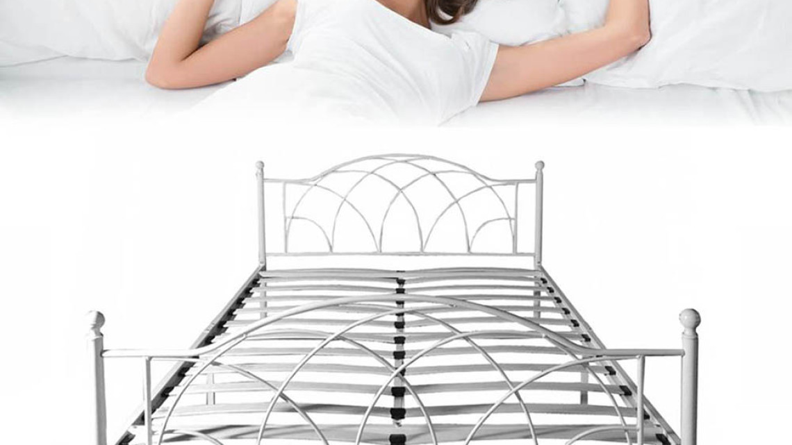 Timeless Tools Lotti fém ágykeret ajándék ágyráccsal, több méretben és színben-Fehér 160x200 cm