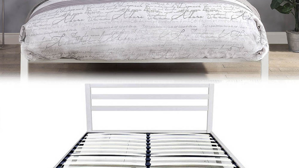 Timeless Tools Bella fém ágykeret ajándék ágyráccsal, több méretben és színben-Fehér 160x200 cm-es-fehér