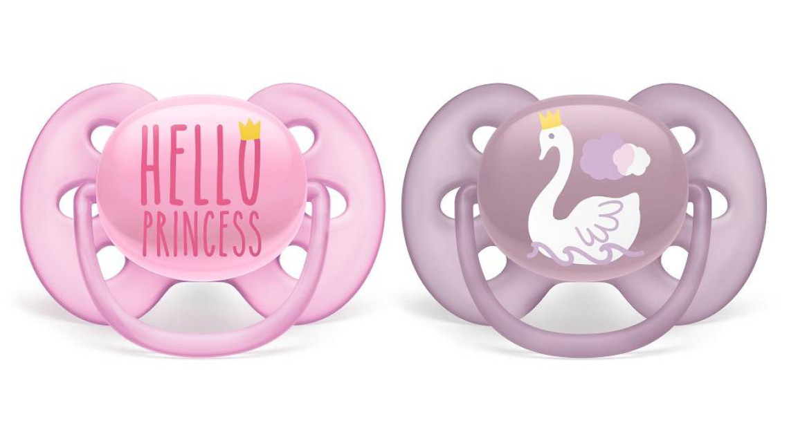 Avent játszócumi ultrasoft text 6-18hó lányos 2db 