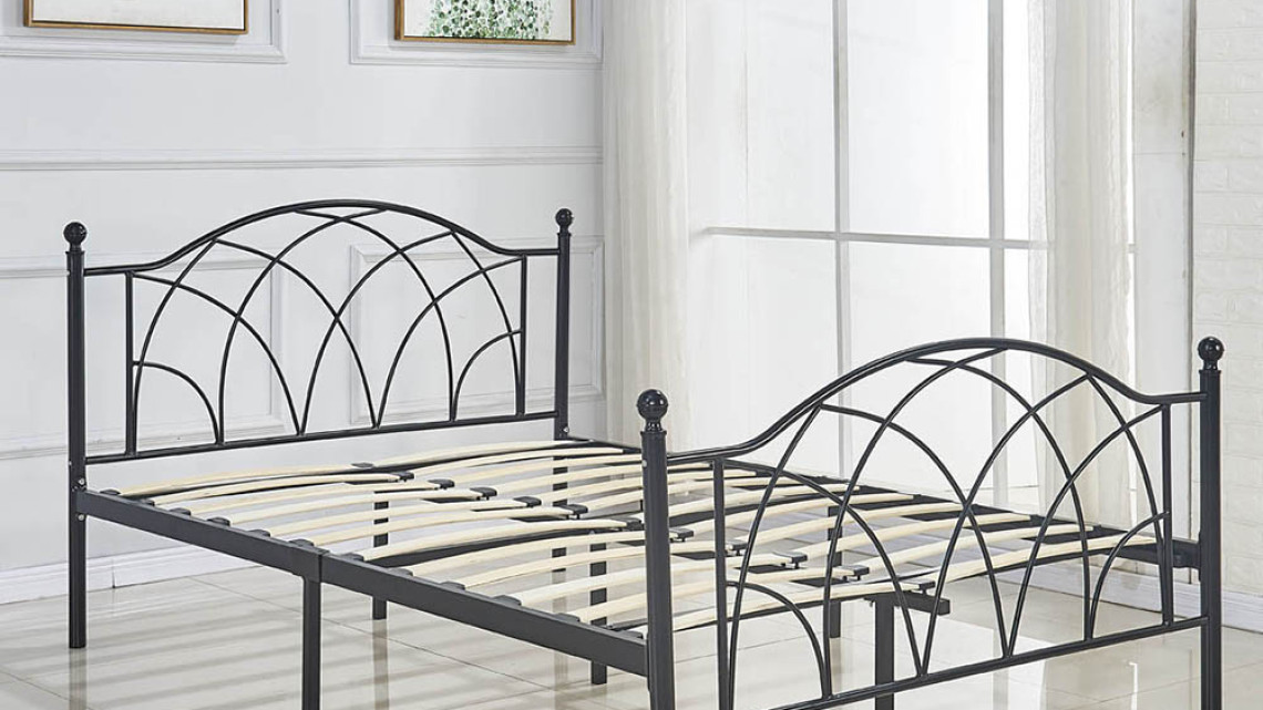 Timeless Tools Lotti fém ágykeret ajándék ágyráccsal, több méretben és színben-Fekete 160x200 cm