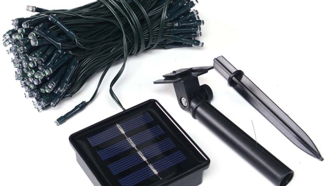 Timeless Tools 100 LED-es napelemes kerti fényfüzér-10 méteres-meleg fehér