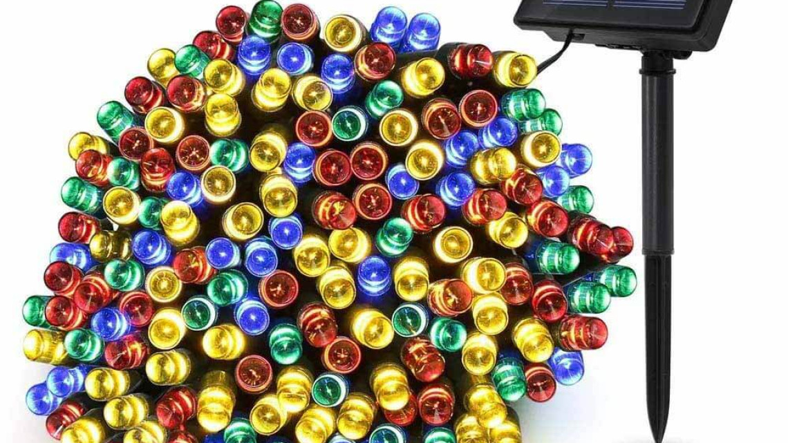 Timeless Tools 100 LED-es napelemes kerti fényfüzér-10 méteres-színes