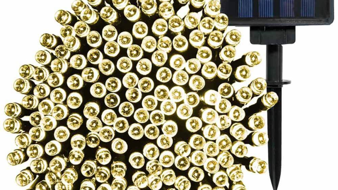 Timeless Tools 100 LED-es napelemes kerti fényfüzér-20 méteres-meleg fehér