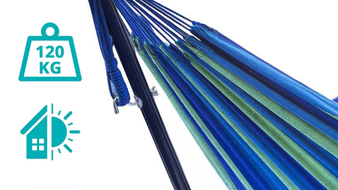 Timeless Tools Tartóállvány ajándék 2 személyes függőággyal-kék