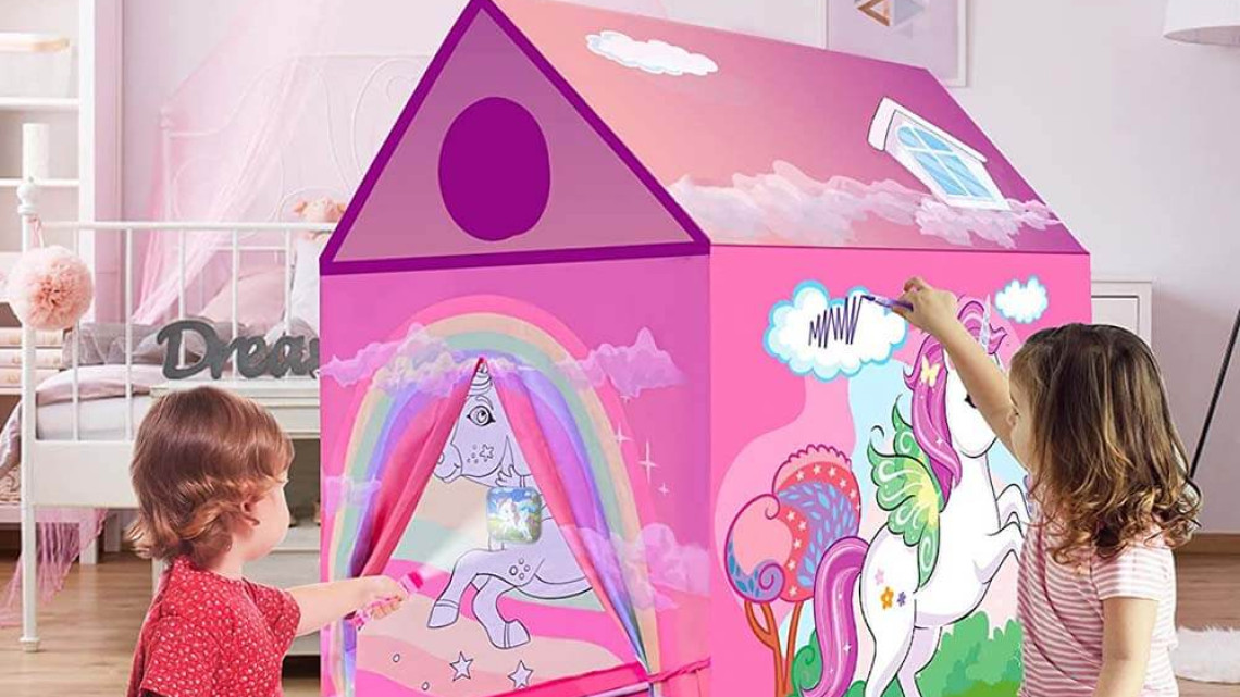 Timeless Tools Kiszínezhető játék sátor több típusban-unikornis