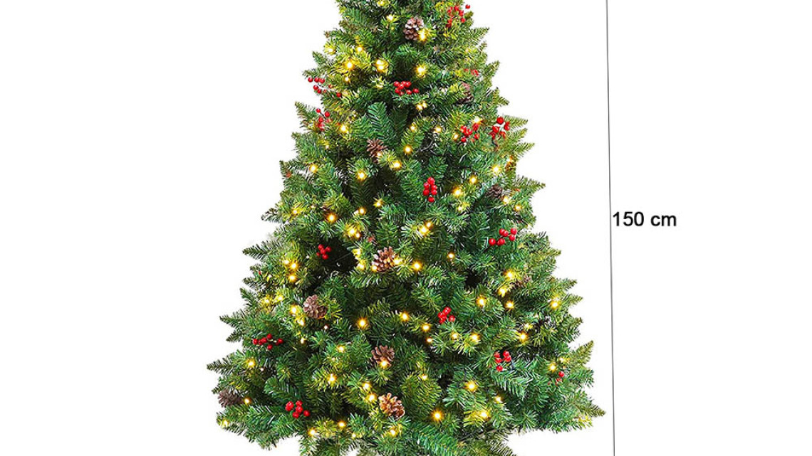 Timeless Tools LED-es műfenyő több típusban, melegfehér-180 LED-es, 150 cm