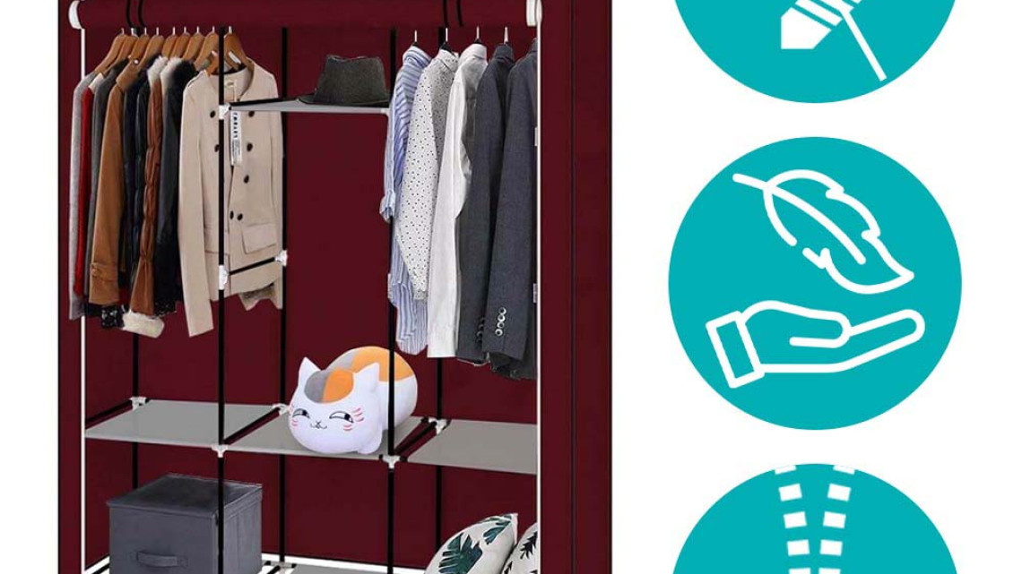 Timeless Tools Mobil ruhásszekrény 130x45x170 cm-es méretben-bordó