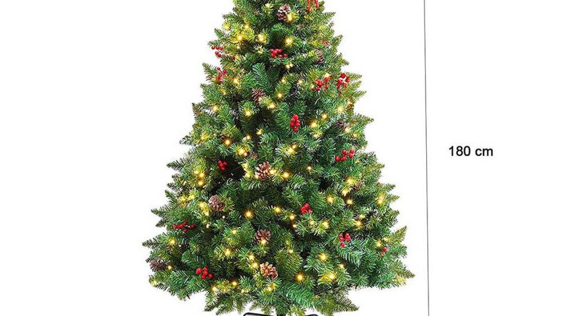 Timeless Tools LED-es műfenyő több típusban, melegfehér-260 LED-es, 180 cm