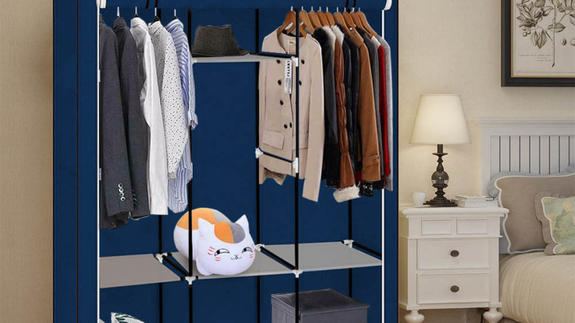 Timeless Tools Mobil ruhásszekrény 130x45x170 cm-es méretben-kék