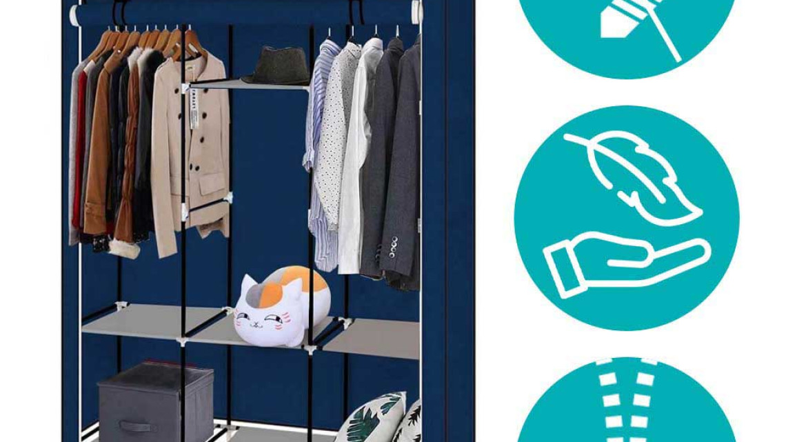 Timeless Tools Mobil ruhásszekrény 130x45x170 cm-es méretben-kék