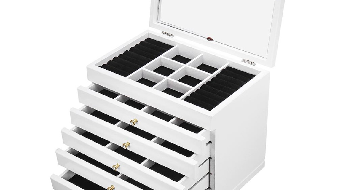Timeless Tools 6 rekeszes ékszertartó, fehér