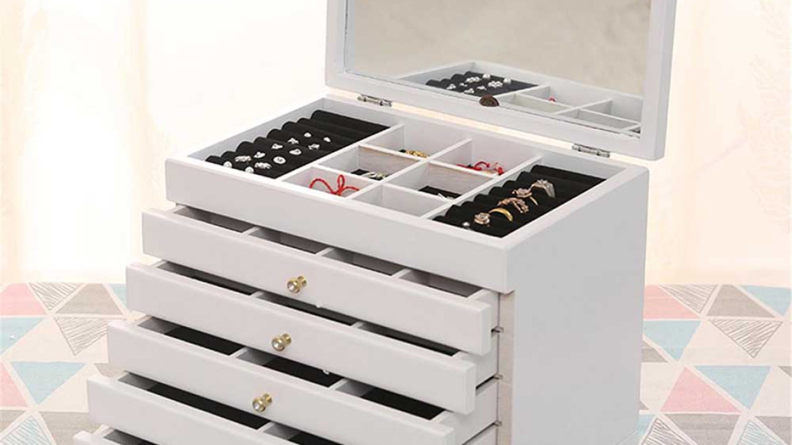 Timeless Tools 6 rekeszes ékszertartó, fehér