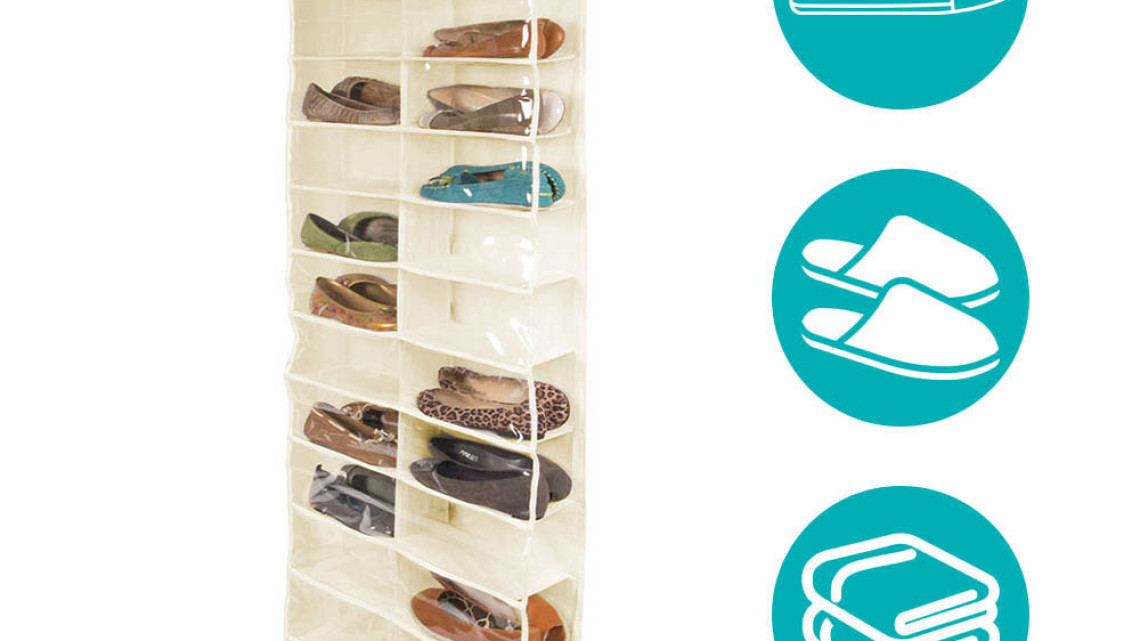 Timeless Tools Ajtóra szerelhető cipőtároló-bézs