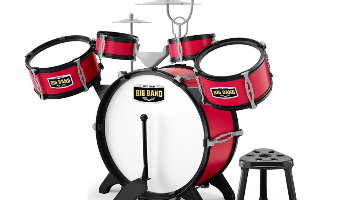 Timeless Tools Játék dobszett székkel, bordó