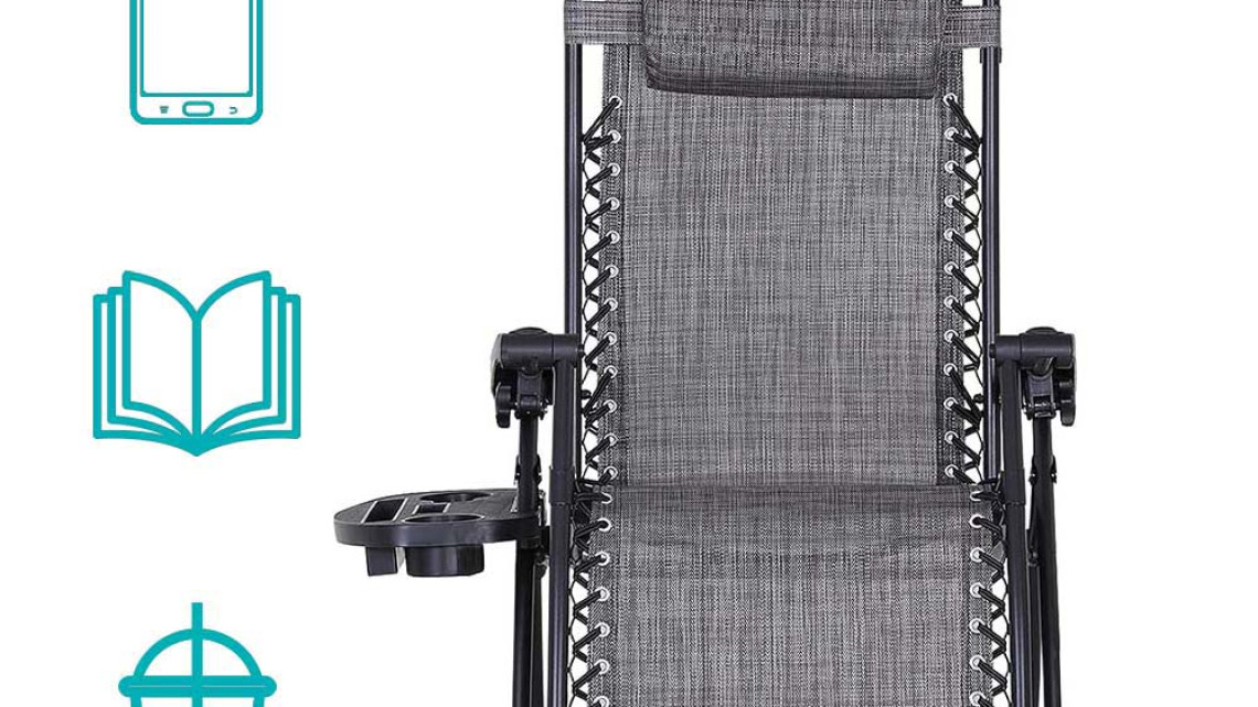 Timeless Tools Zéró gravitáció szék napellenzővel és pohártartóval 2 db, több színben-szürke