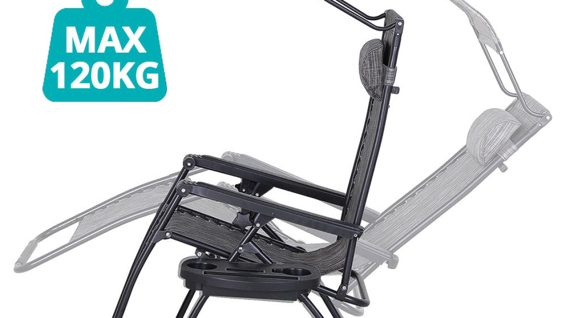 Timeless Tools Zéró gravitáció szék napellenzővel és pohártartóval 2 db, több színben-szürke