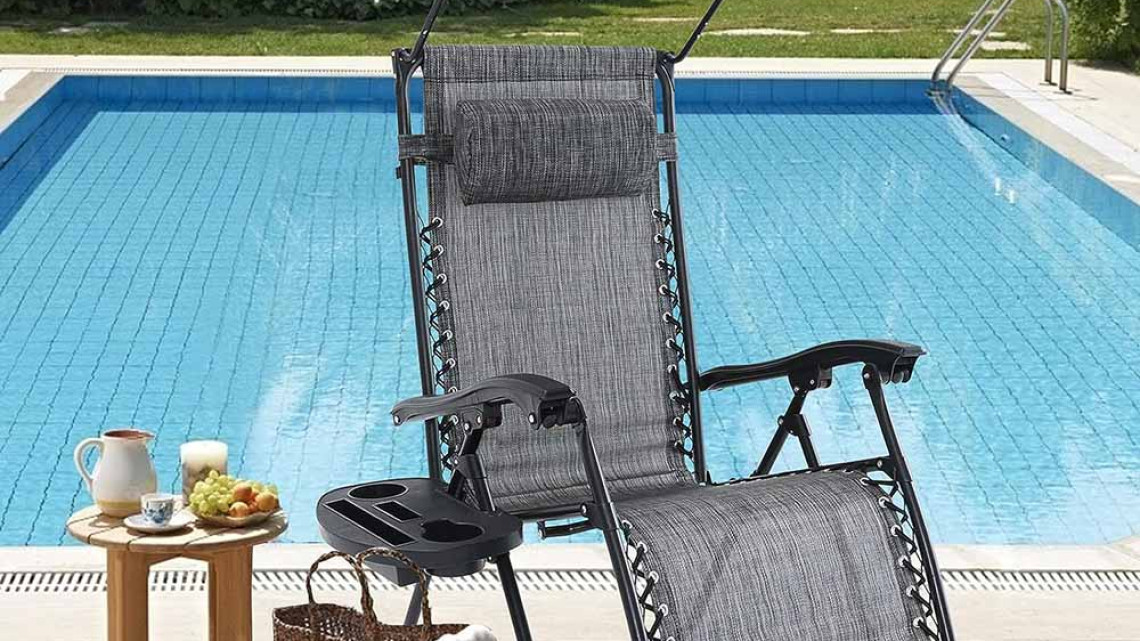 Timeless Tools Zéró gravitáció szék napellenzővel és pohártartóval 2 db, több színben-szürke