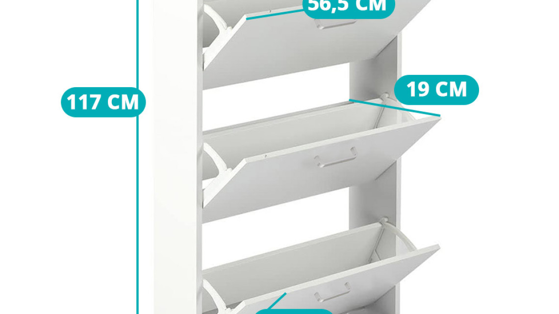 Timeless Tools Cipős szekrény 3 részes, fehér színben