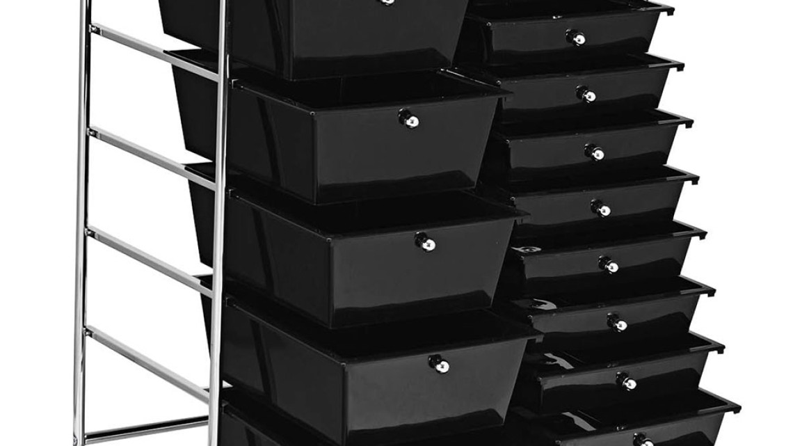 Timeless Tools Gurulós tárolókocsi 15 fiókos, több színben-fekete