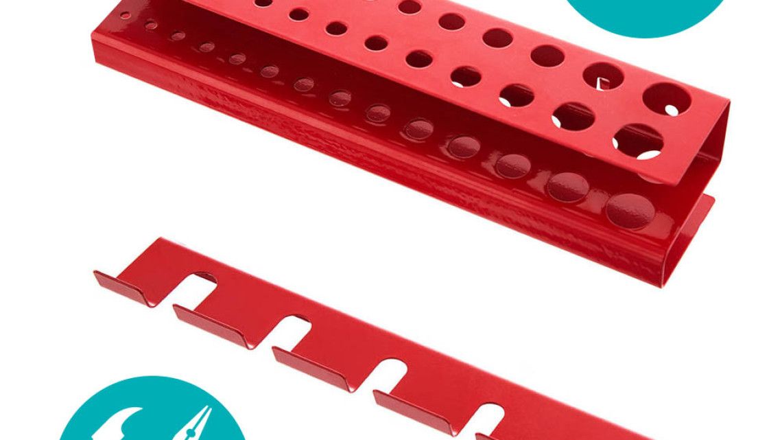 Timeless Tools Fém, fali szerszámtartó panel kampókkal és tárolókkal