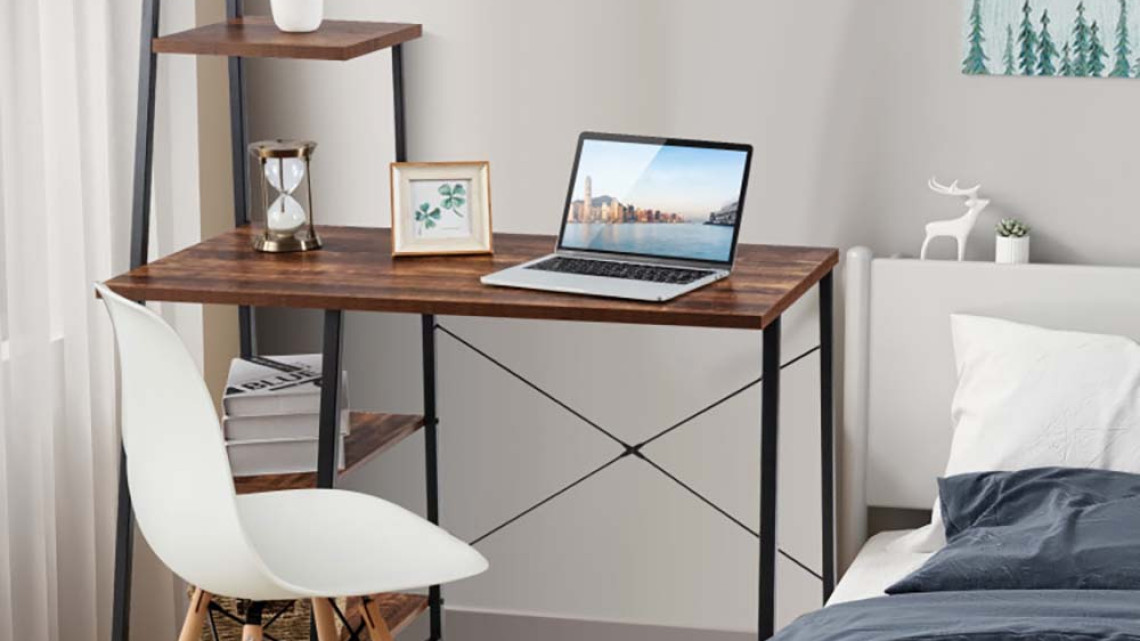 Timeless Tools Kompakt számítógépasztal, munkaállomás 4 polccal