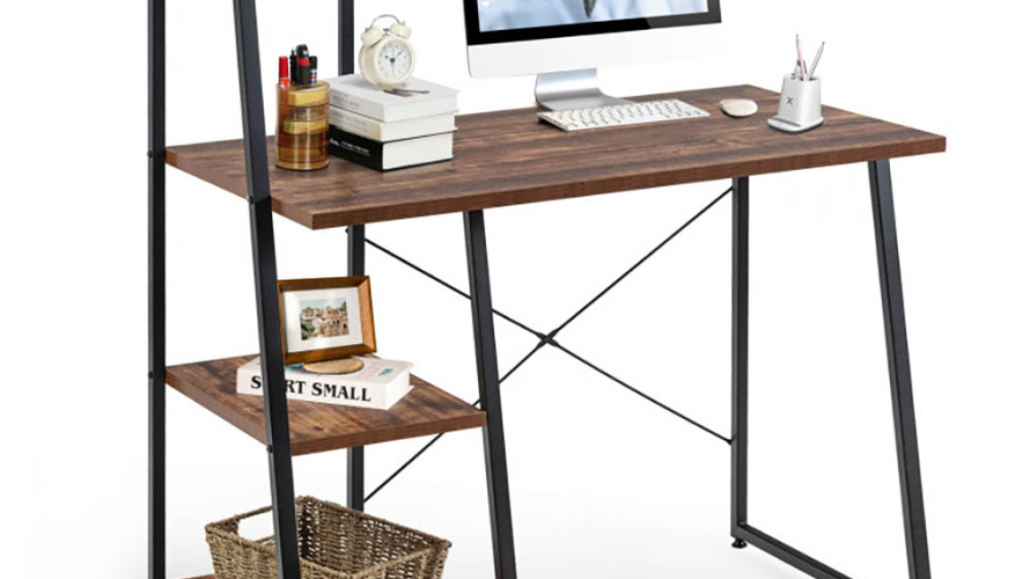 Timeless Tools Kompakt számítógépasztal, munkaállomás 4 polccal