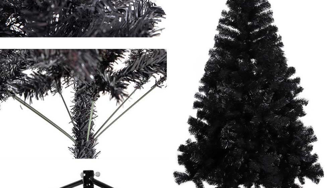 Timeless Tools Fekete műfenyő, 210cm 1000ág