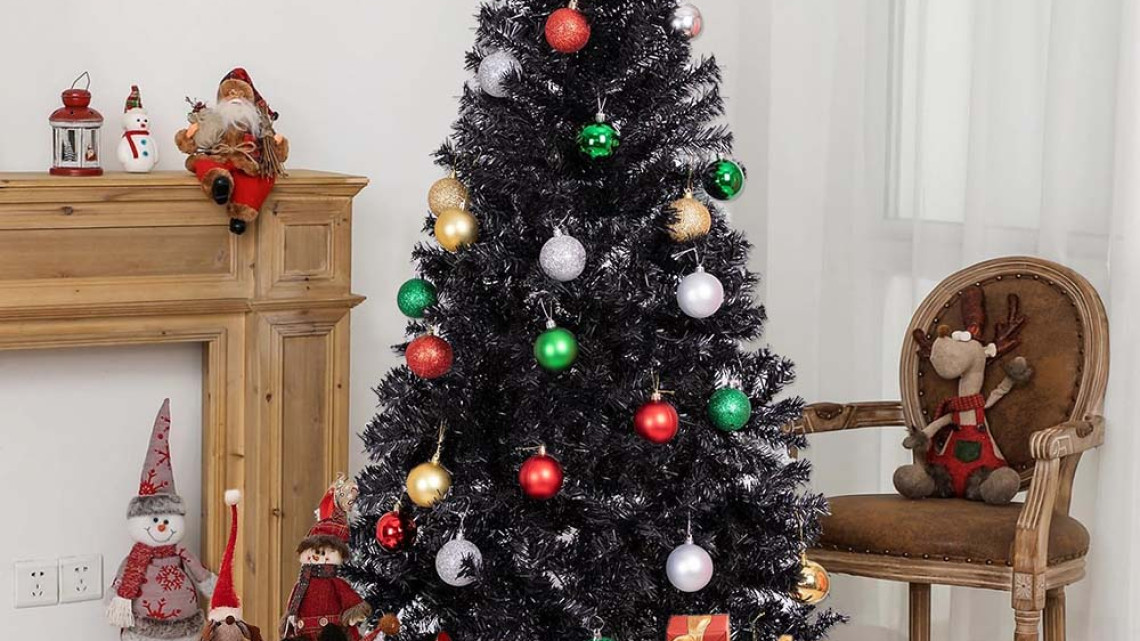 Timeless Tools Fekete műfenyő, 150cm 415ág