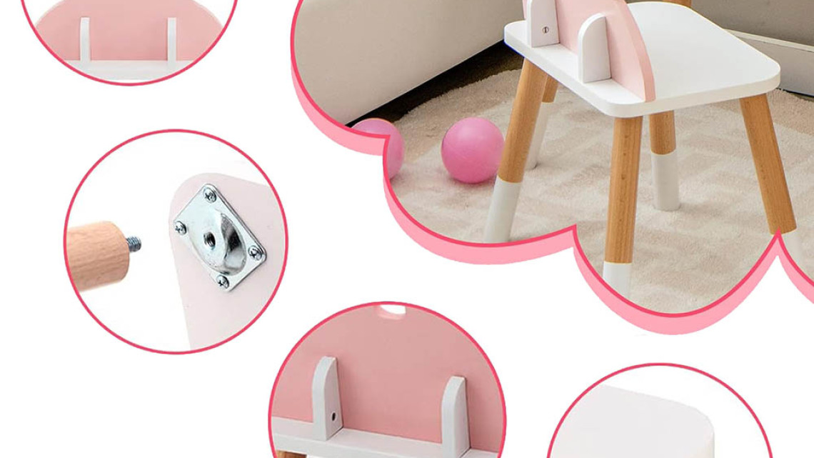 Timeless Tools Nyuszis fésülködő asztal gyerekeknek tükörrel, székkel