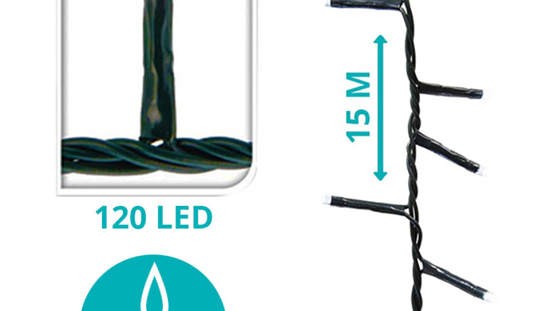 Timeless Tools LED fényfüzér választható méretben és színben-120 LED-es-melegfehér