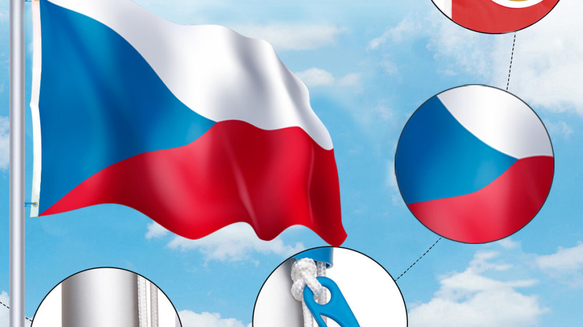 Timeless Tools Zászlótartó rúd kétoldalas 90x150cm cseh zászlóval