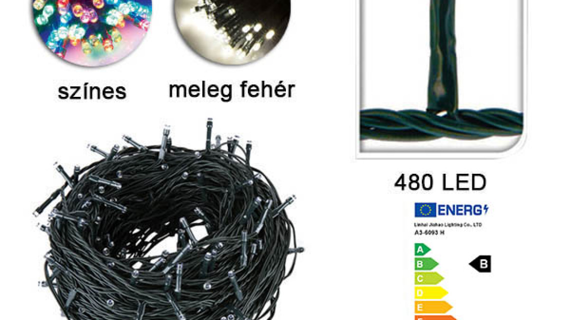 Timeless Tools LED fényfüzér választható méretben és színben-480 LED-es -színes