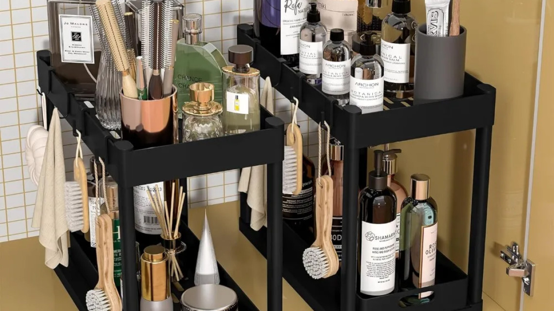 Timeless Tools Mosogató alá helyezhető 2 szintes rendszerező állvány 2db, fekete