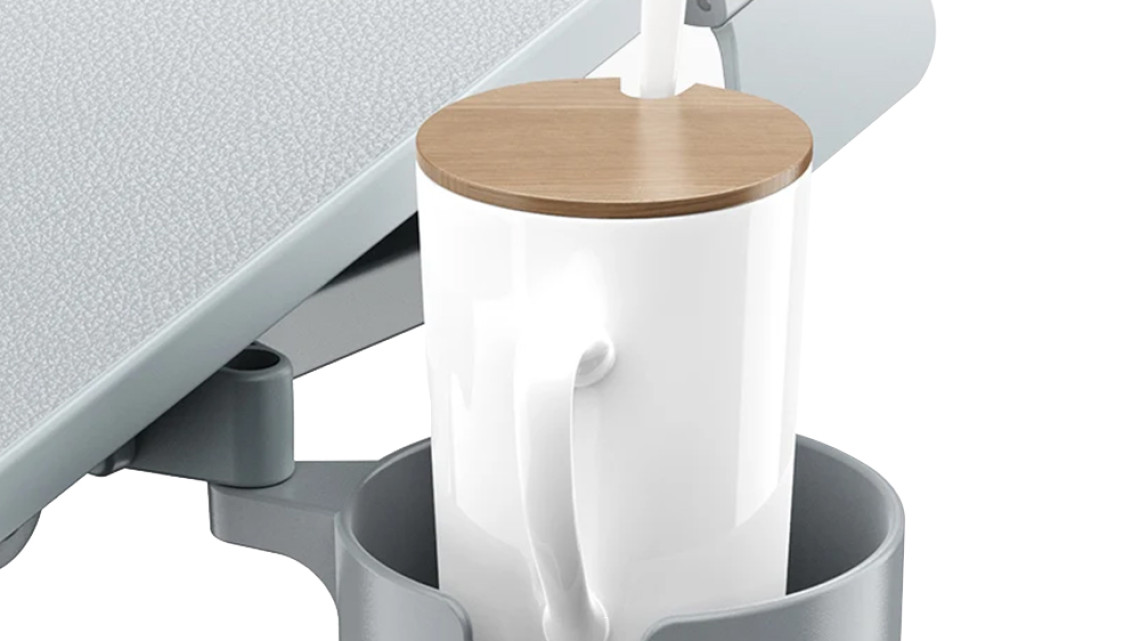 Timeless Tools Állítható magasságú reggelizőasztal tablettartóval, szürke