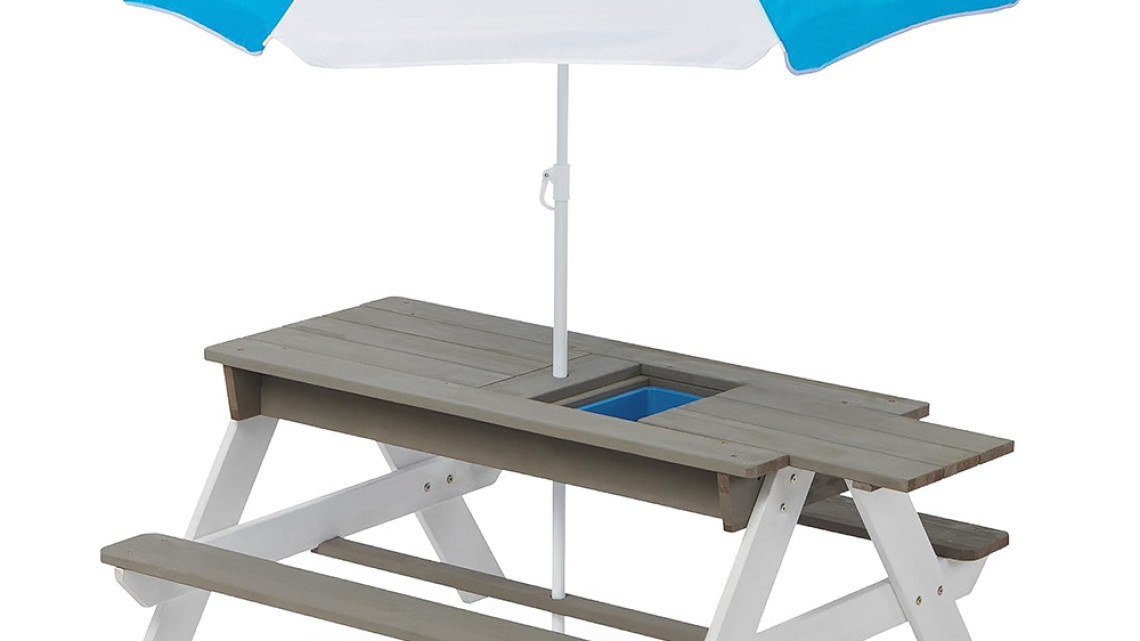 Timeless Tools 3 az 1-ben gyerek piknikasztal, napernyővel