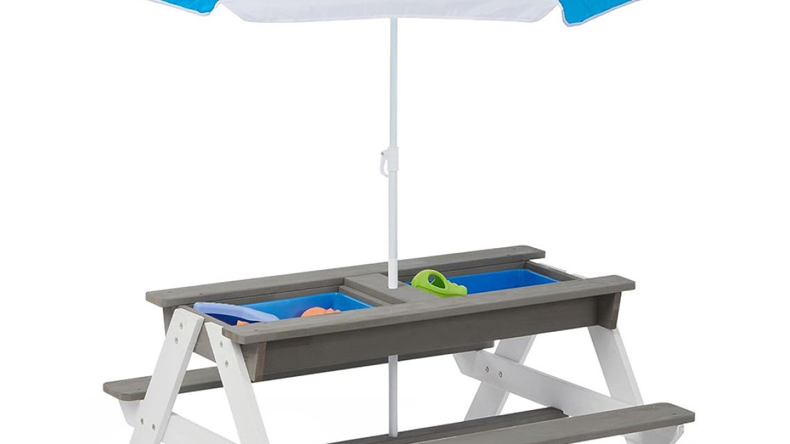 Timeless Tools 3 az 1-ben gyerek piknikasztal, napernyővel