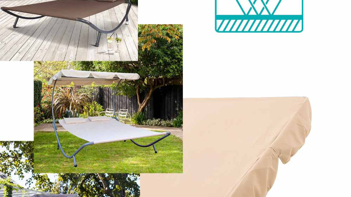 Timeless Tools Kétszemélyes napozóágy árnyékolóval-bézs
