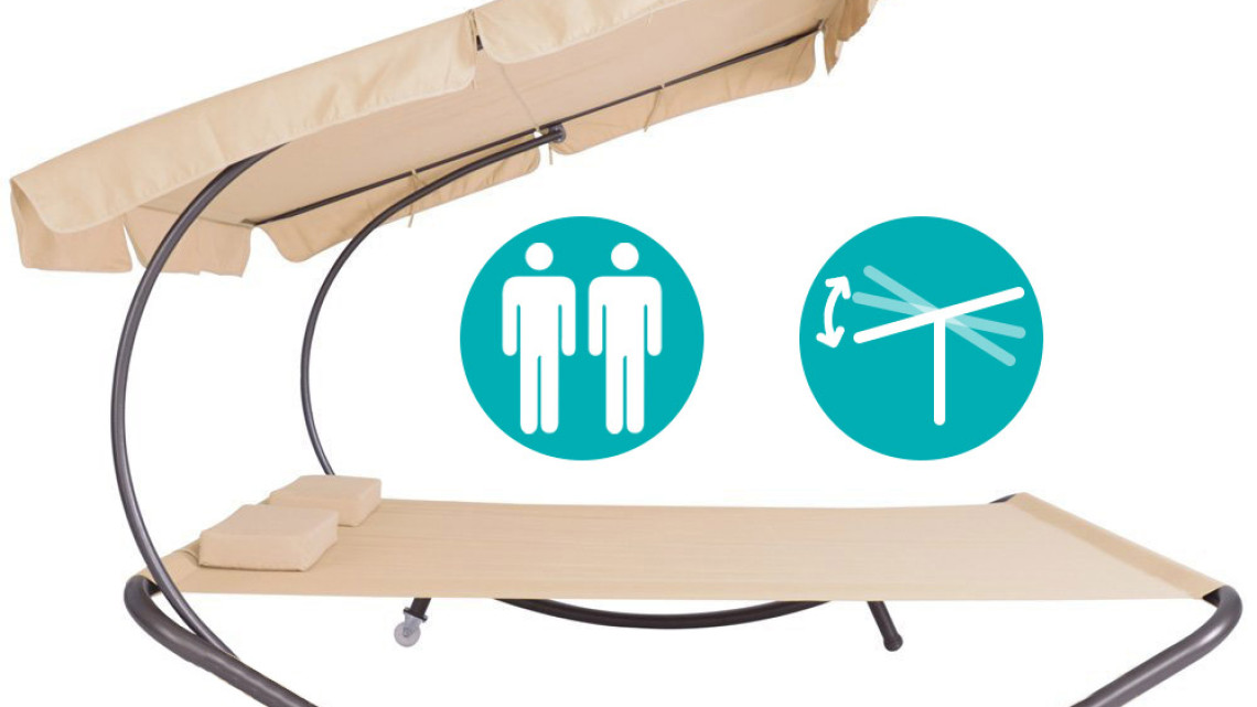 Timeless Tools Kétszemélyes napozóágy árnyékolóval-bézs