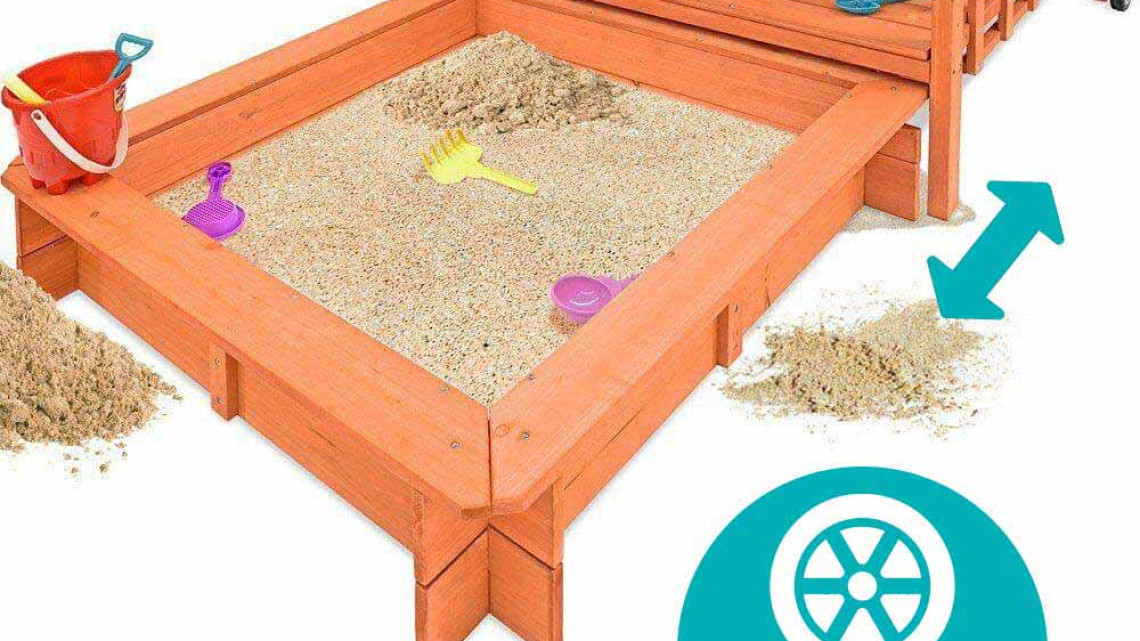 Timeless Tools Fa játszóház homokozóval és árnyékoló tetővel