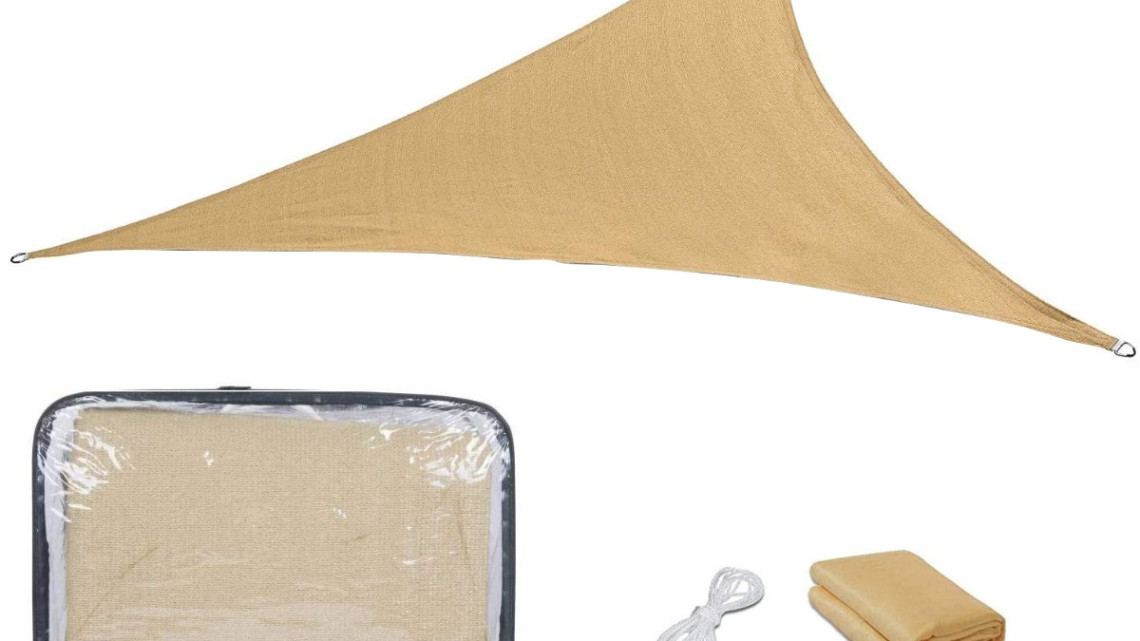 Timeless Tools Szögletes napvitorla, 3,6 méteres, több típusban-háromszög alakú, polietilén, bézs