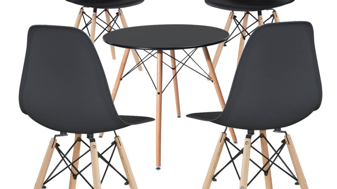 Timeless Tools 4 db modern étkezőszék asztallal, 3 színben-fekete
