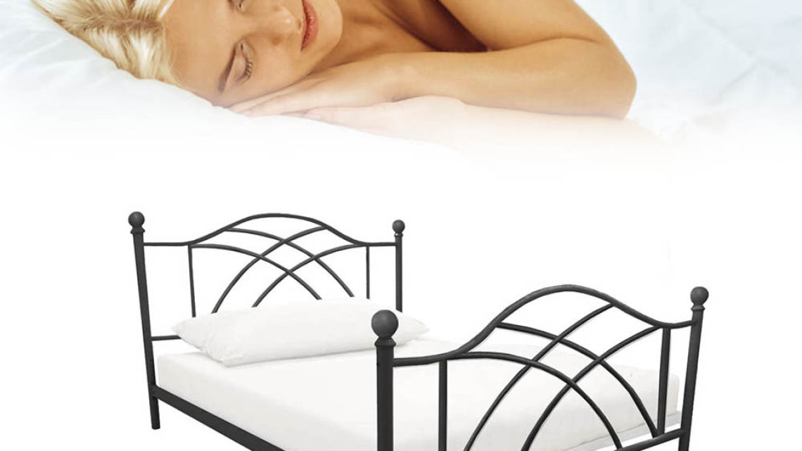 Timeless Tools Lotti fém ágykeret ajándék ágyráccsal, több méretben és színben-Fekete 90x200 cm