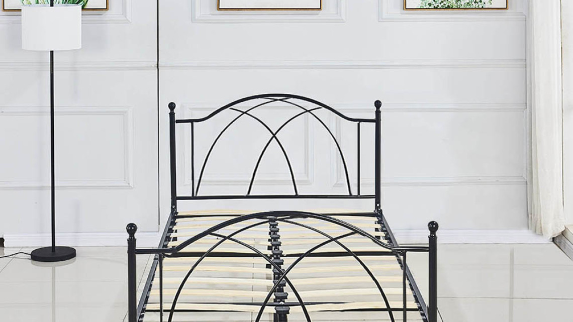 Timeless Tools Lotti fém ágykeret ajándék ágyráccsal, több méretben és színben-Fekete 90x200 cm