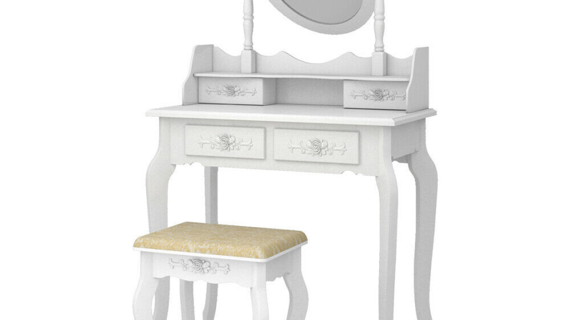 Timeless Tools Tükrös fésülködő asztal székkel, Rome több színben-fehér