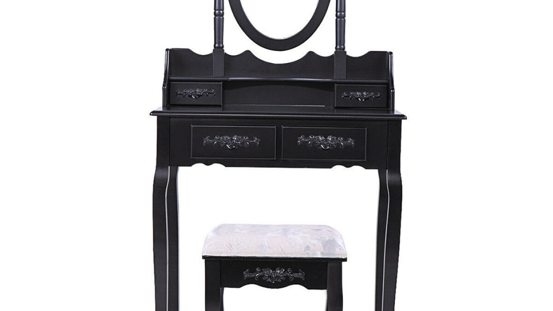 Timeless Tools Tükrös fésülködő asztal székkel, Rome több színben-fekete